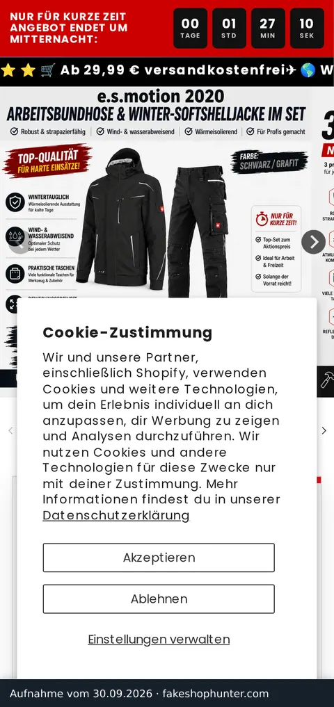 Screenshot of the product page of pacardia.com, taken on Sep 30, 2026